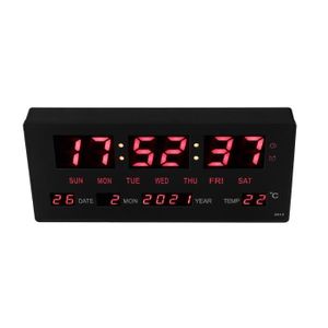Horloge Murale Numérique LED Avec Alarme Double, Thermomètre, Compte à Rebours - Grand écran