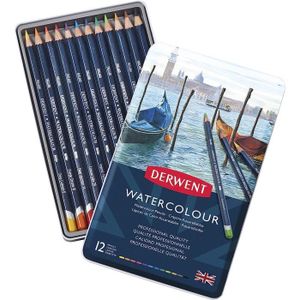 CRAYON DE COULEUR Derwent Watercolour - Set de 12 Crayons de Couleurs Aquarellables, Qualité Professionnelle, 32881381