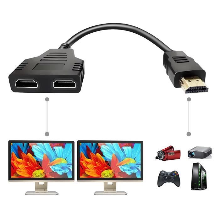 Adaptateur Prise HDMI Mâle vers Double HDMI Femelle Multiprise hdmi pour TV  HD HB036 - Cdiscount Informatique