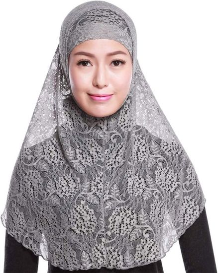 Ensemble Turban Et Hijab Musulmane Hijab À Enfiler En Dentelle Foulard Islamique Dentelle Turban