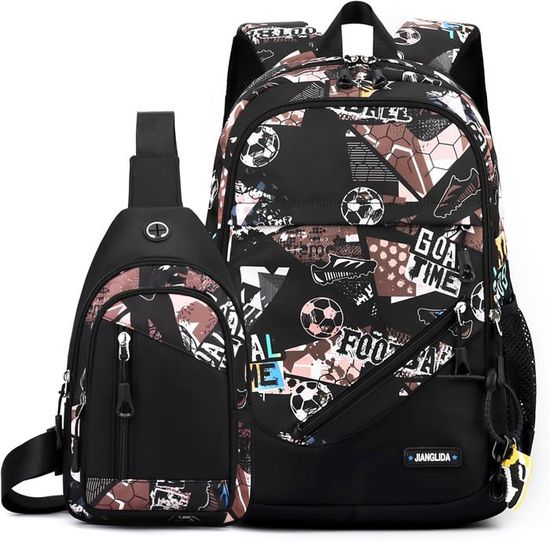 Sac à Dos Amythe 28L - Pour Collège/Lycée - Compatible 15.6" - Tissu Oxford Imperméable - Noir - Design Urbain