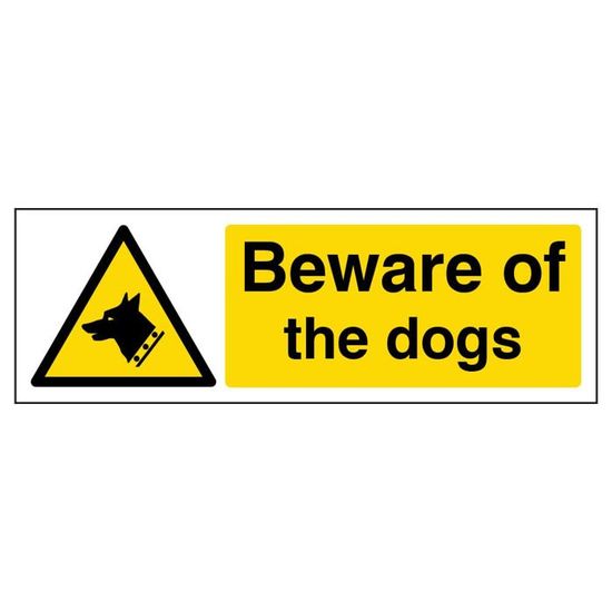 Vsafety Landwirtschaftsschild „Beware Of The Dogs“ – 300x100 Mm, Starrer Kunststoff, Siebdruck, Rot