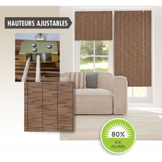 Stores et panneaux Store d'ombrage en roseau naturel 100 x 200 cm