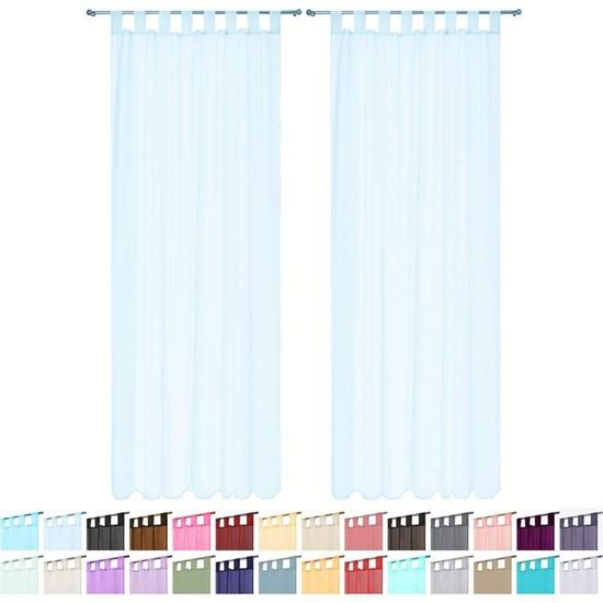 Megachest - Lot De 2 Rideaux En Voile Lucy à Passants - 28 Couleurs, Plusieurs Hauteurs - Ourlet Luxueux 10 Cm