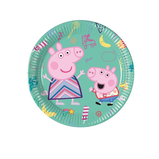Pack De 8 Assiettes Peppa Pig 23 Cm – Multicolores, Parfaites Pour Une Fête Joyeuse Et Colorée