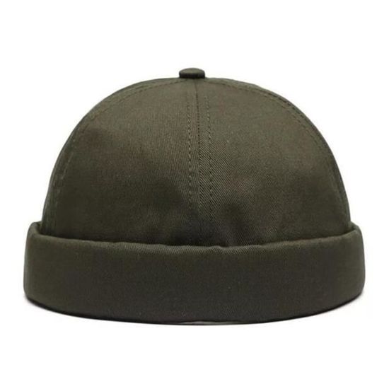 Chapeau Docker Vintage Sans Bord - Style Marin Réglable - Coton Léger - Unisexe - 55-60cm