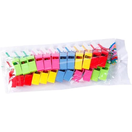 Lot De 24 Sifflets En Plastique ABS Multicolores – Arbitre, Sport, Dressage Chien, Son Fort, Cordon Assorti