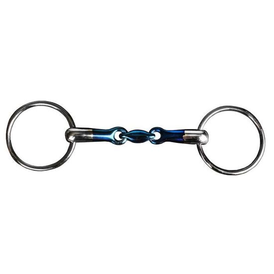 Mors Cheval Western D Ring - Bleu, Fer Doux Rouleau Cuivre - Euro Horse Inter