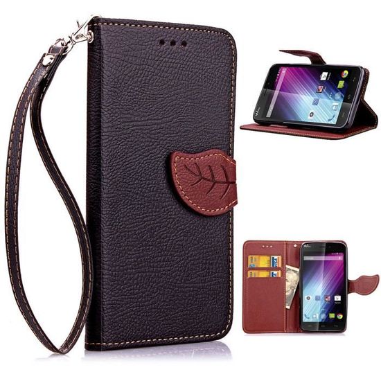 Étui Portefeuille Pour Wiko Lenny 2 – Cuir PU Effet Daim, Rabat Magnétique, Emplacements Cartes, Rouge