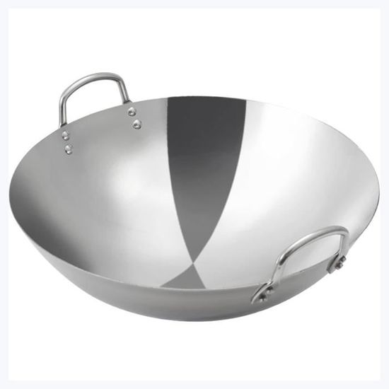 ARTSEWPLY Wok Acier Inoxydable avec Double Poignée Poêle de Cuisson pour Cuisine Maison pour Préparer Légumes et Plats Variés
