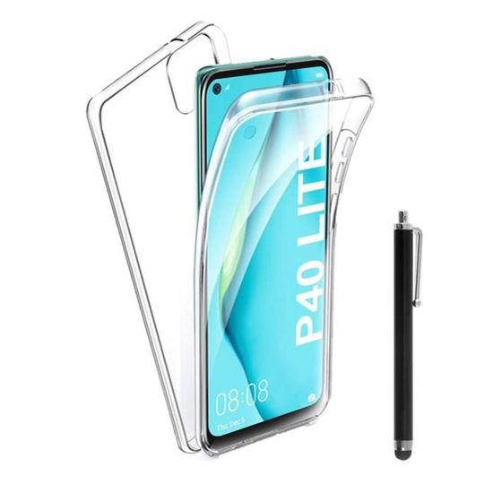 NALIA Cover Integrale 360° Per Huawei P40 Lite - Custodia Rigida Con Vetro Temperato E Superficie Silk Touch (Nero)