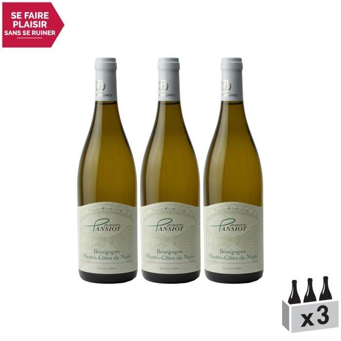Bourgogne Hautes Côtes de Nuits Blanc 2018 - Lot de 3x75cl - Domaine Pansiot - Vin AOC Blanc de Bourgogne - Cépage Chardonnay