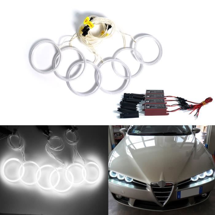 6 pièces LED Angel Eyes Halo anneaux lumières Kit de phare pour 2005-2011 Alfa Romeo 159