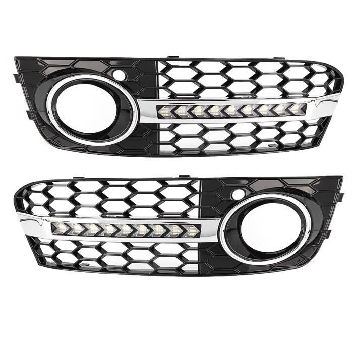 YICUI Car Grille Grill avec LED Clignotants Lumière Daytime Running Light pour 09-11 Audi A4 B8