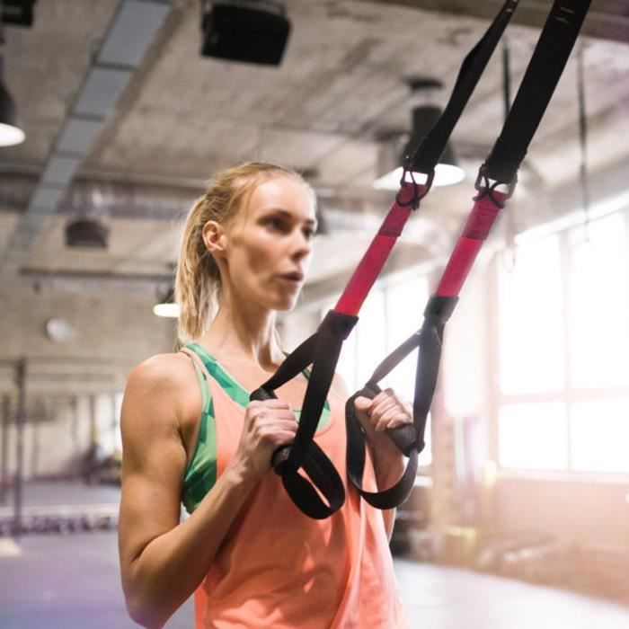 Sangle de Suspension D'exercice de Suspension Sangle Fitness Kit pour Musculation Multifonction,jaune