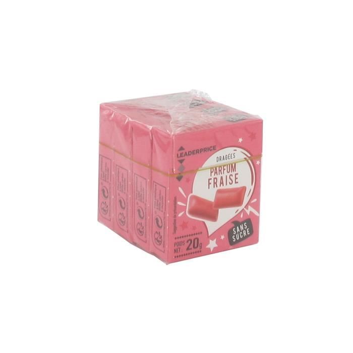 Chewing-gum parfum fraise Leader Price - 80g