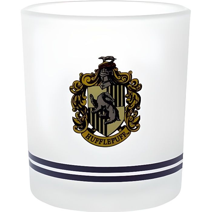 Harry Potter Gobelet en verre givré Hufflepuff blanc 9 x 10 cm