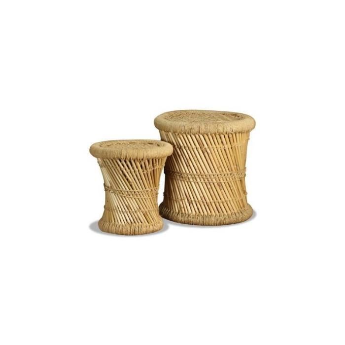 Tabourets 2 pcs Bambou et jute alsa
