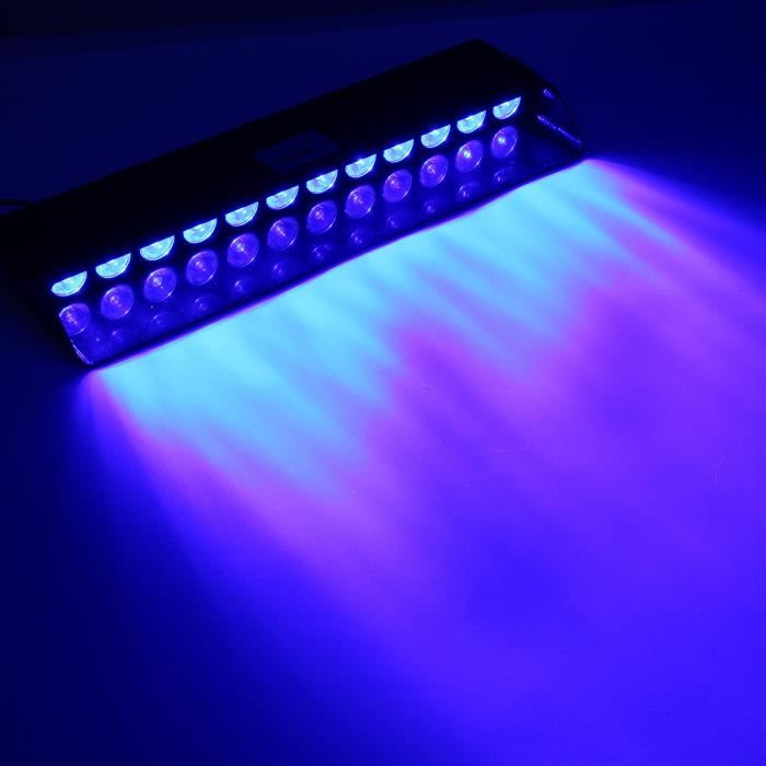 12LED Feux Avertissement Stroboscope Pare-brise Urgence BLEU
