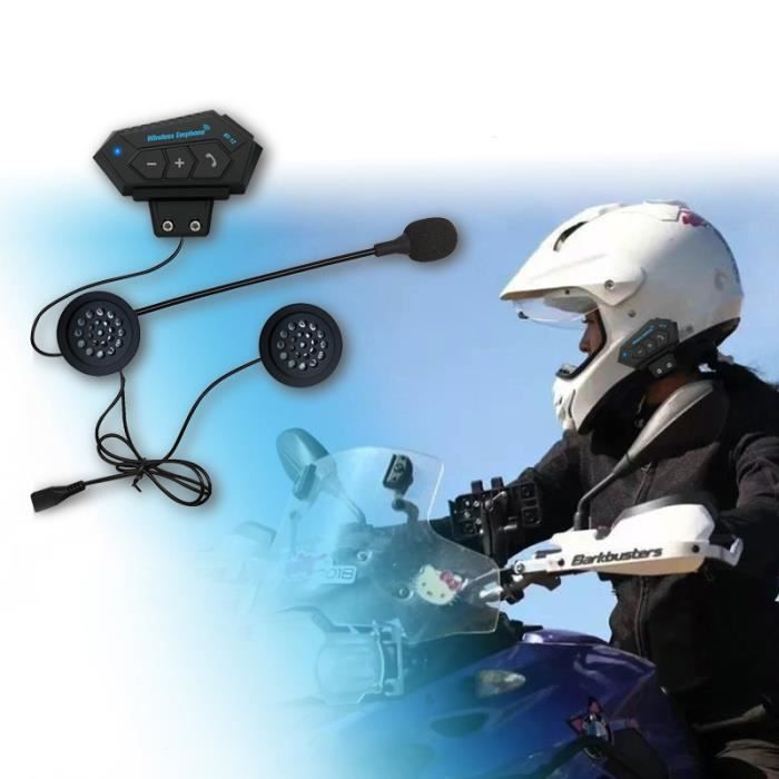 BT-12 casque sans fil casque moto casque haut-parleur appel mains libres Bluetooth 4.1 casque pour moteur de vélo Noir