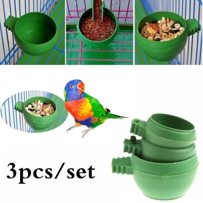 3 Pcs - ensemble Perroquet Mini Alimentaire Bol D'eau Nourrisseur En Plastique Oiseaux Pigeons Cage Sable Tasse D'alimentation