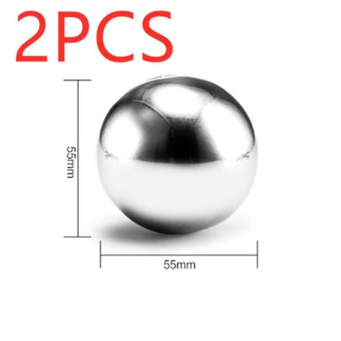 Rafraichisseur vin,Boule ronde en acier inoxydable de 55MM Cube de whisky, Vodka pierre de glaçons avec étui en - Type sliver-2pcs