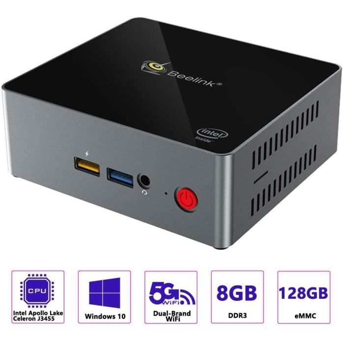 Beelink J34 Mini PC 8 /128 Go Intel Celeron Processeur J3455 Windows 10 / 4K Dual HDMI / M.2 SSD / Intel HD Graphics / 2.4G + 5.8G D