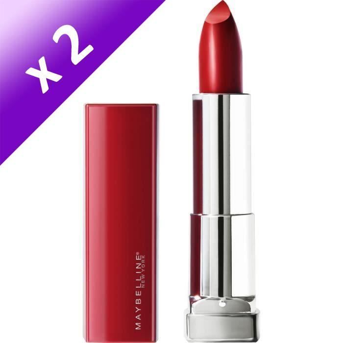 GEMEY MAYBELLINE Rouge à lèvres New York Color Sensation Made For All - 385 Ruby For Me (Lot de 2)