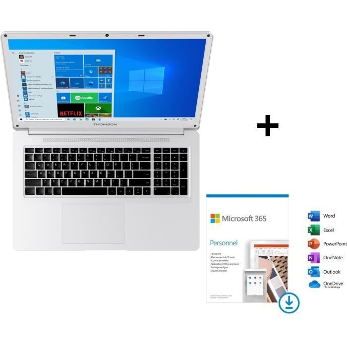 PC Portable THOMSON NEO17 - 17,3- HD - INTEL Celeron J3455 - 8Go - 512Go SSD - W10 + Microsoft 365 Personnel à télécharger - 1 an