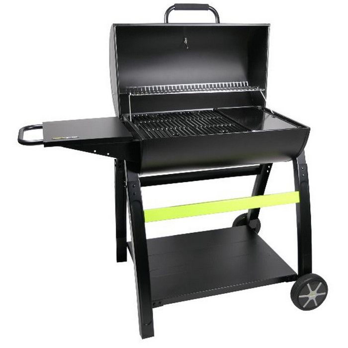 Barbecue Charbon de Bois sur Chariot - Cook'in Garden - Tonino 70 - Barbecue Rond Avec Thermomètre, Panier Combustion - Noir