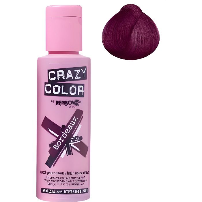 Coloration cheveux semi-permanente CRAZY COLORBORDEAUXPour un look FUN et des cheveux aux couleurs vives et originales !Les