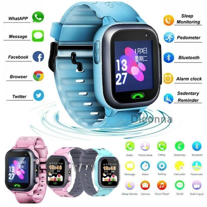 Montre Intelligente pour Enfants avec GPS Tracker étanche Smartwatch Tracker pour Enfant avec SOS