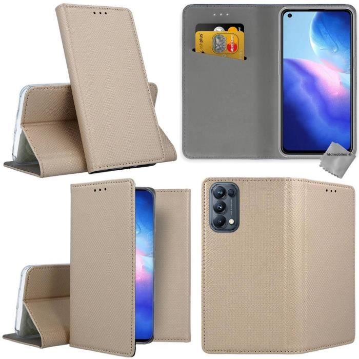 Housse etui portefeuille avec coque intérieure en silicone pour Realme GT Master Edition + verre trempe - OR MAGNET