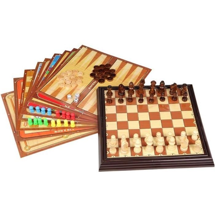 Coffret multijeux Bois - 12 Jeux Classiques en 1