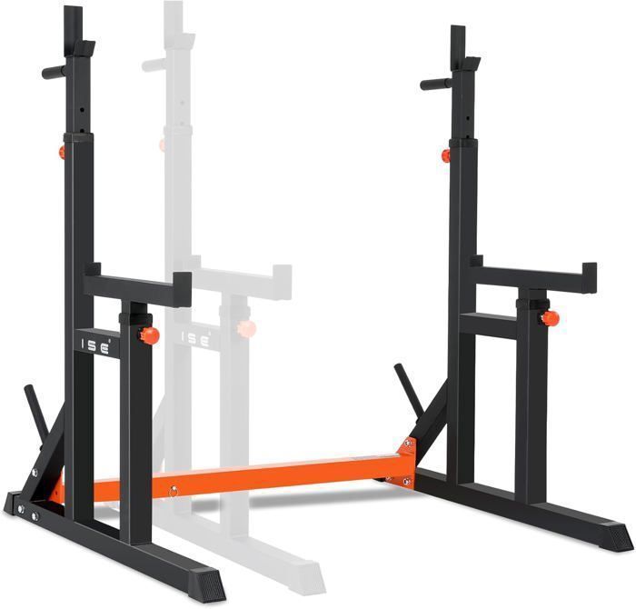 ISE Cage de Squat Support de Squat Réglable,Rack de Squat avec Barre de Support pour Haltères-Charge Max.200kg-15 niveaux de réglage