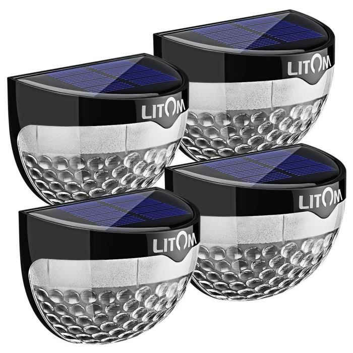 [4 Pack] Litom 6 LED Lampe Solaire Extérieure Semi-Cercle Etanche IP65 Sans Fil Pour les patios, les allées, les yards ,cour,clôture