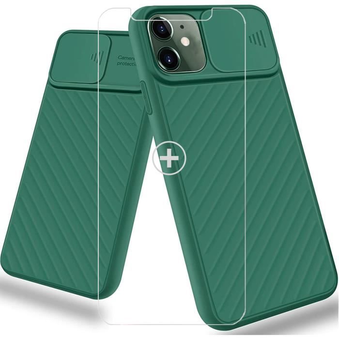 Coque iPhone 12 Mini 5,4 Pouces [Caméra Protect Case Night Green] Couvercle Caméra Coulissant, Conserve la Qualité d'image Etui