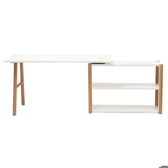 Miliboo - Bureau pivotant design scandinave blanc et chêne GILDA