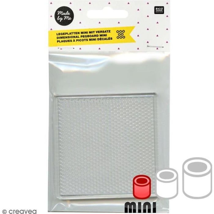 Plaque carrée pour perles à repasser Mini - Picots décalés - 8 x 8 cm - 2 pcs Plaques pour perles à repasser Mini: Dimensions : 8 x