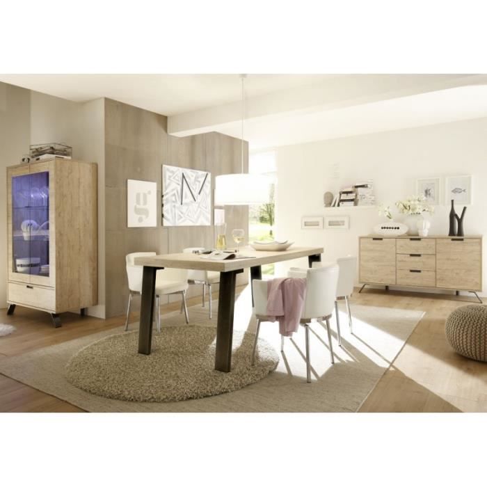 Salle à Manger Complète Chêne clair/Métal - PALERME n°2 - L 168 x l 88 x H 78