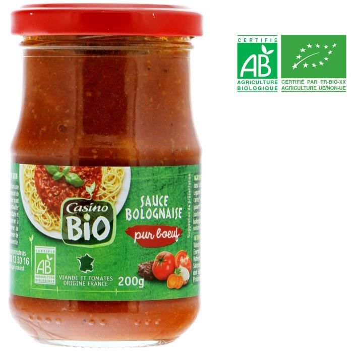 Sauce bolognaise pure bœuf bio - 200 g