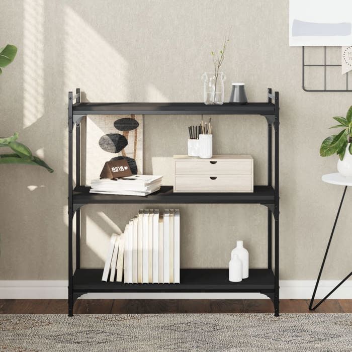 vidaXL Bibliothèque à 3 niveaux noir 80x30x86 cm bois dingénierie 837667