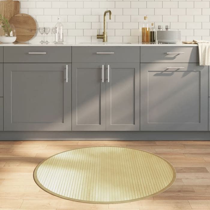 vidaXL Tapis rond naturel clair 100 cm bambou tapis de salon tapis de cuisine tapis rond tapis de chambre à coucher 376987