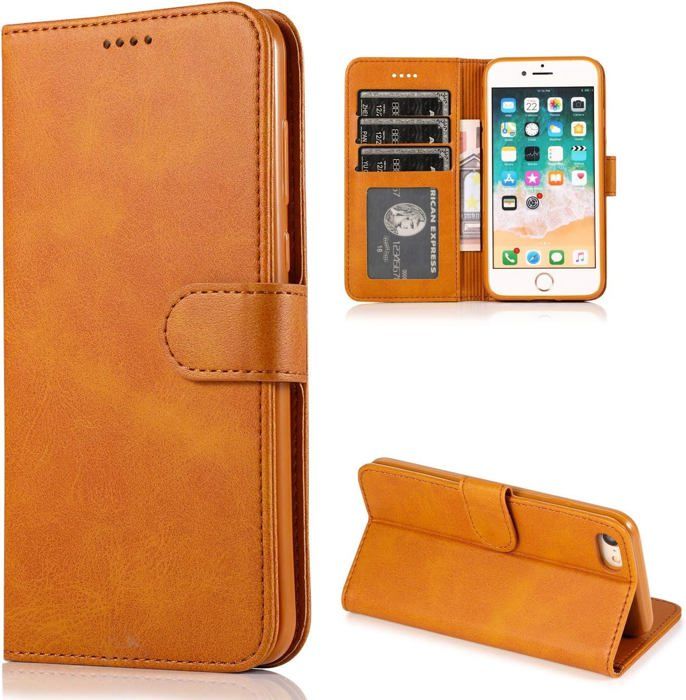 Étui IPhone 6/6S Portefeuille En Cuir PU à Rabat, Texture Croisée, Noir, Neuf