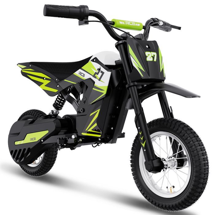 Moto Électrique pour Enfants RCB - Batterie 36V/5.2Ah - Pneus 12 - 3 Vitesses - 17 km - R9X Vert