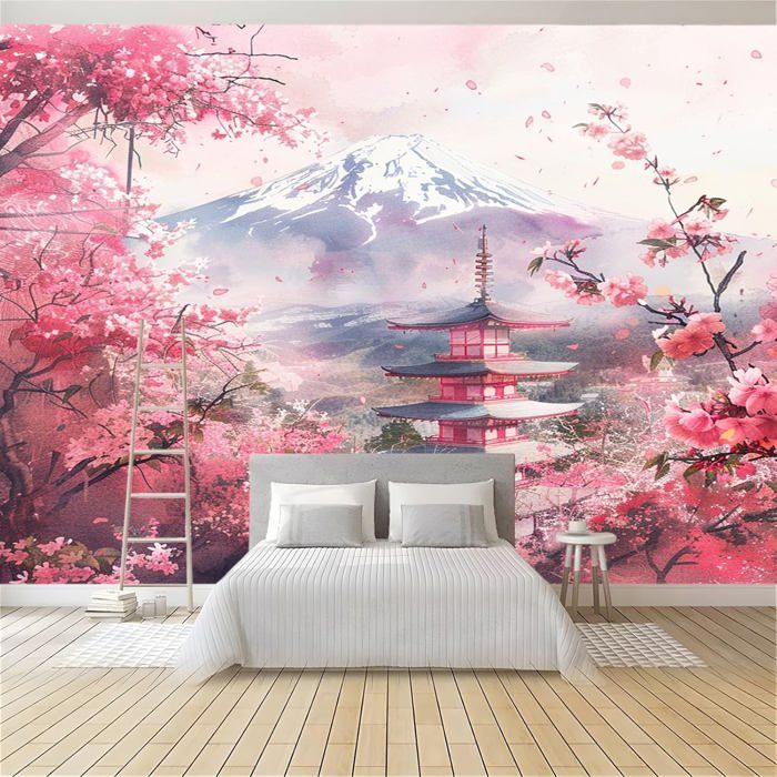 Tapisserie Murales Papier Peint Tenture Colorée Montagne Enneigée Set