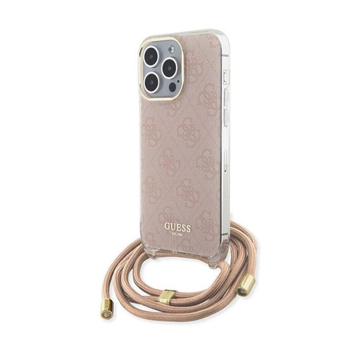 Guess Étui pour iPhone 15 Pro 6.1 rose étui rigide Crossbody Cord 4G Print - vue 4