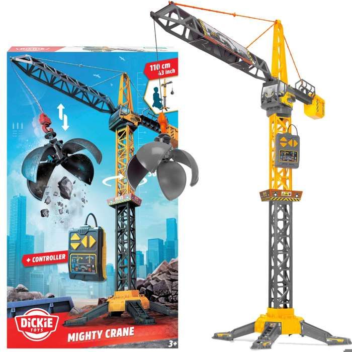 Grue Télécommandée Géante 128 Cm – Grue De Construction RC Enfant Avec Rotation 680°, Crochet Levage, Phares Et Sons Réalistes