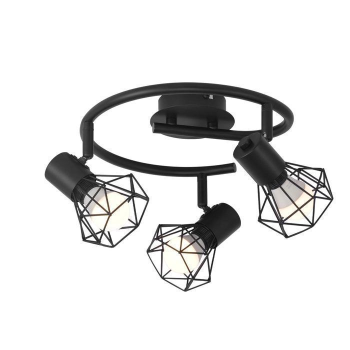 Plafonnier de Style Moderne NETTLIFE - 3 Spots E14 Orientables Métal Noir Compatible LED Base Rond Pour Couloir Salon Cuisine