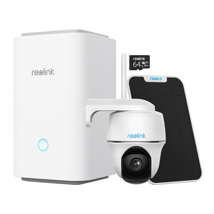 Reolink Home Hub avec Argus PT et Panneau Solair Caméra de Surveillance sans fil 5MP avec Pan&Tilt Vision Nocturne En Couleur